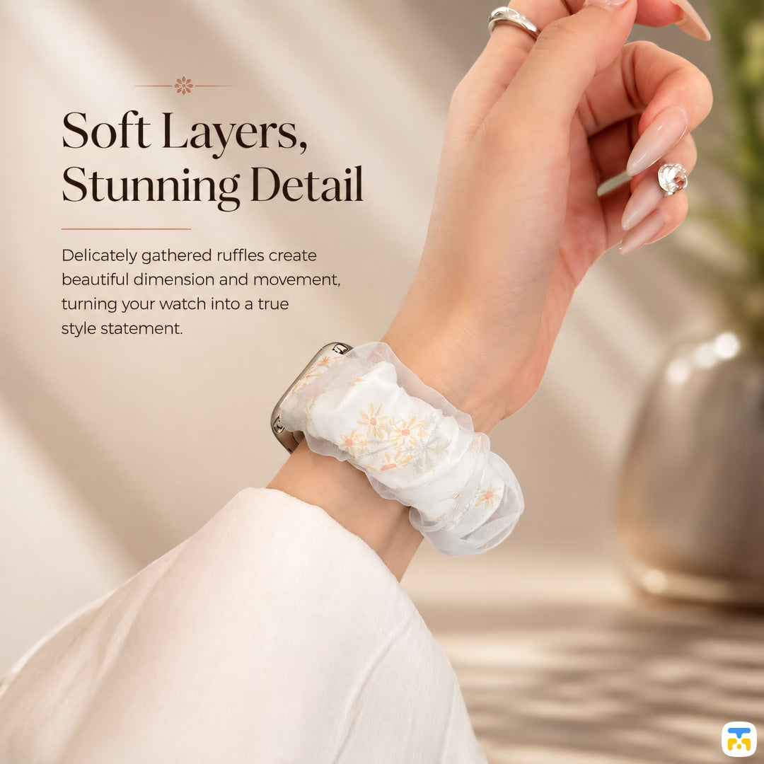Soft Layers,
Stunning Detail - Boho Blossom Elastic Loop Apple Watch Strap 38-49mm