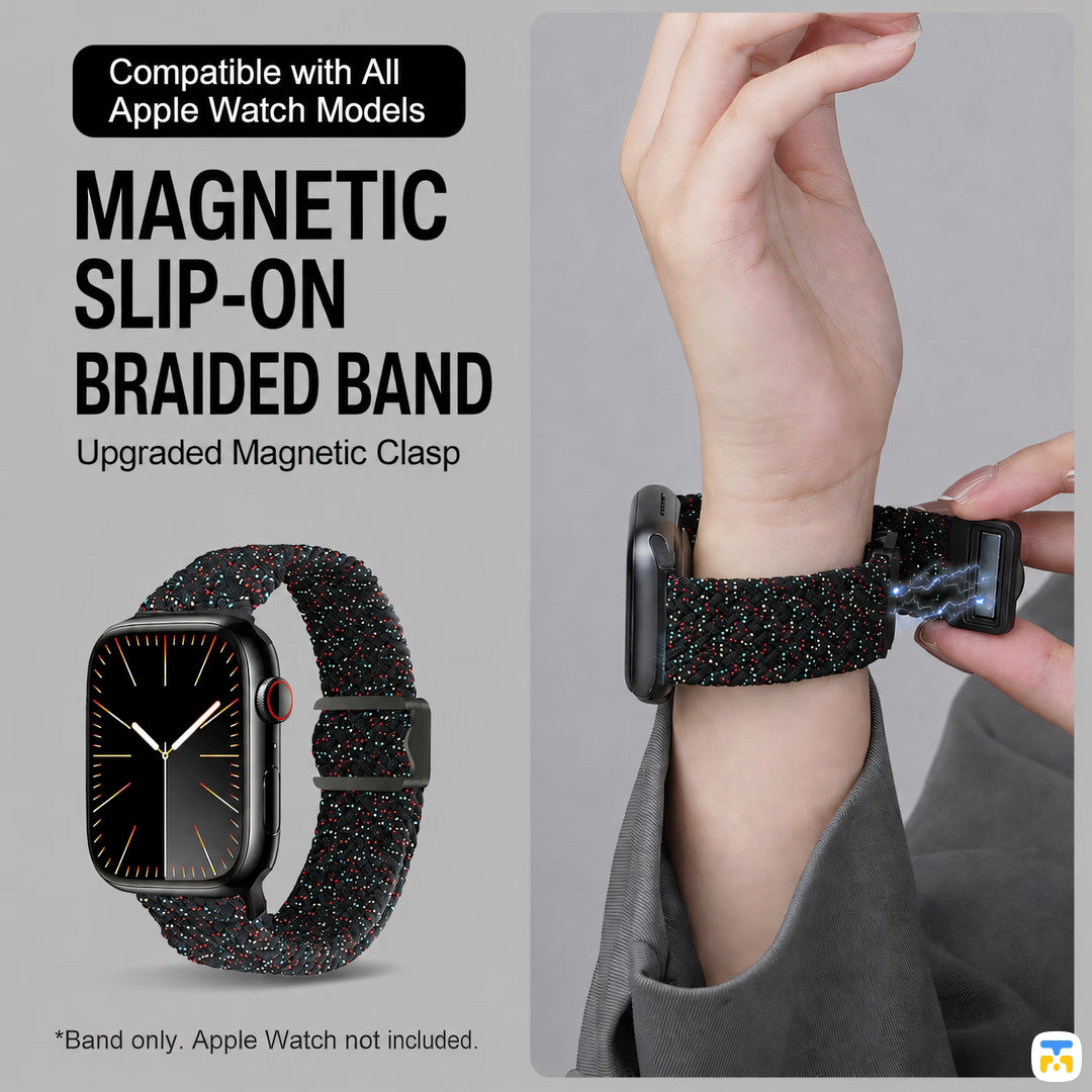 MAGNETIC SLIP-ON BRAIDED BAND - Braided Nylon Magnetic Apple Watch Strap for 38-49mm