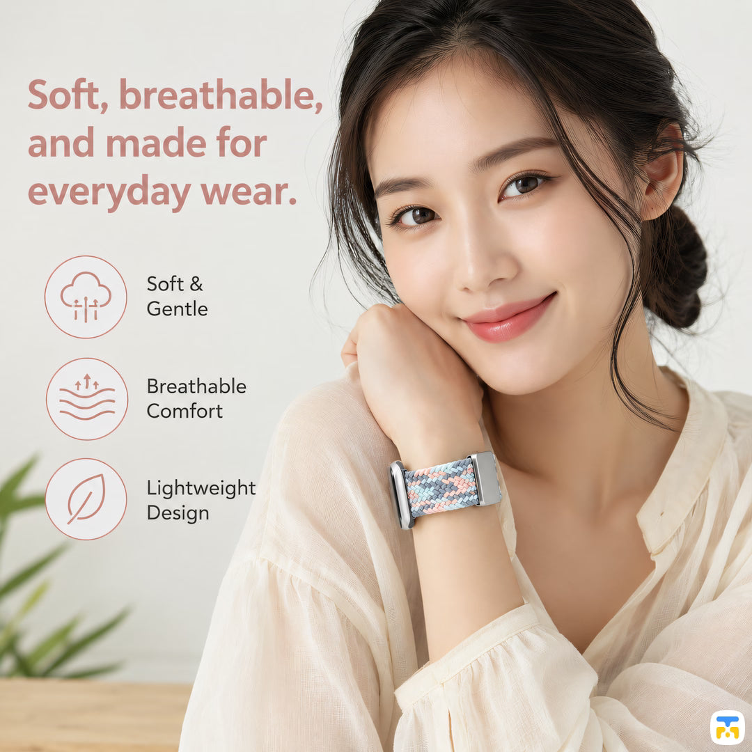 Soft, breathable, and made for everyday wear. - Braided Nylon Magnetic Apple Watch Strap for 38-49mm