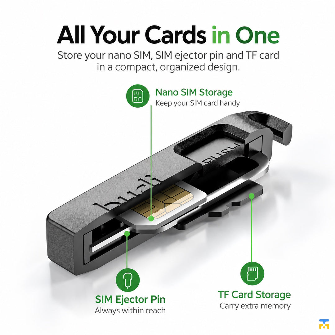 All Your Cards in One - Budi SIM Card, TF Card Storage with Ejector