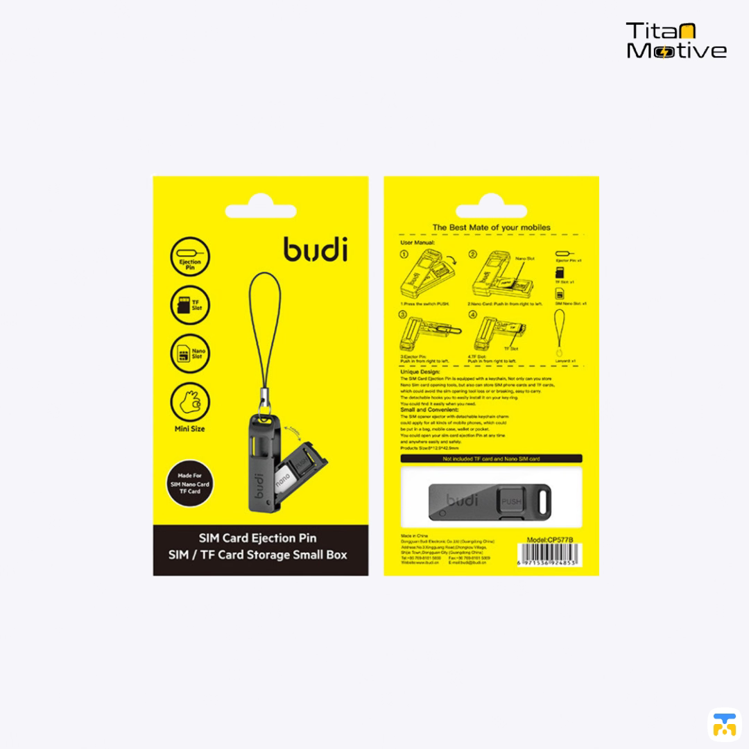 Budi SIM Card, TF Card Storage with Ejector