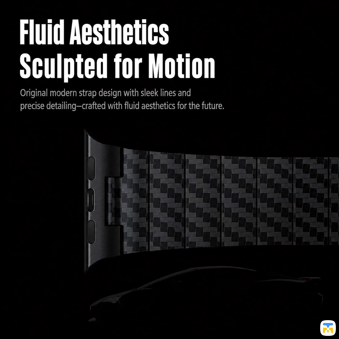 Fluid Aesthetics
Sculpted for Motion - Carbon Fiber Pattern Metal Apple Watch Strap for 38-49mm