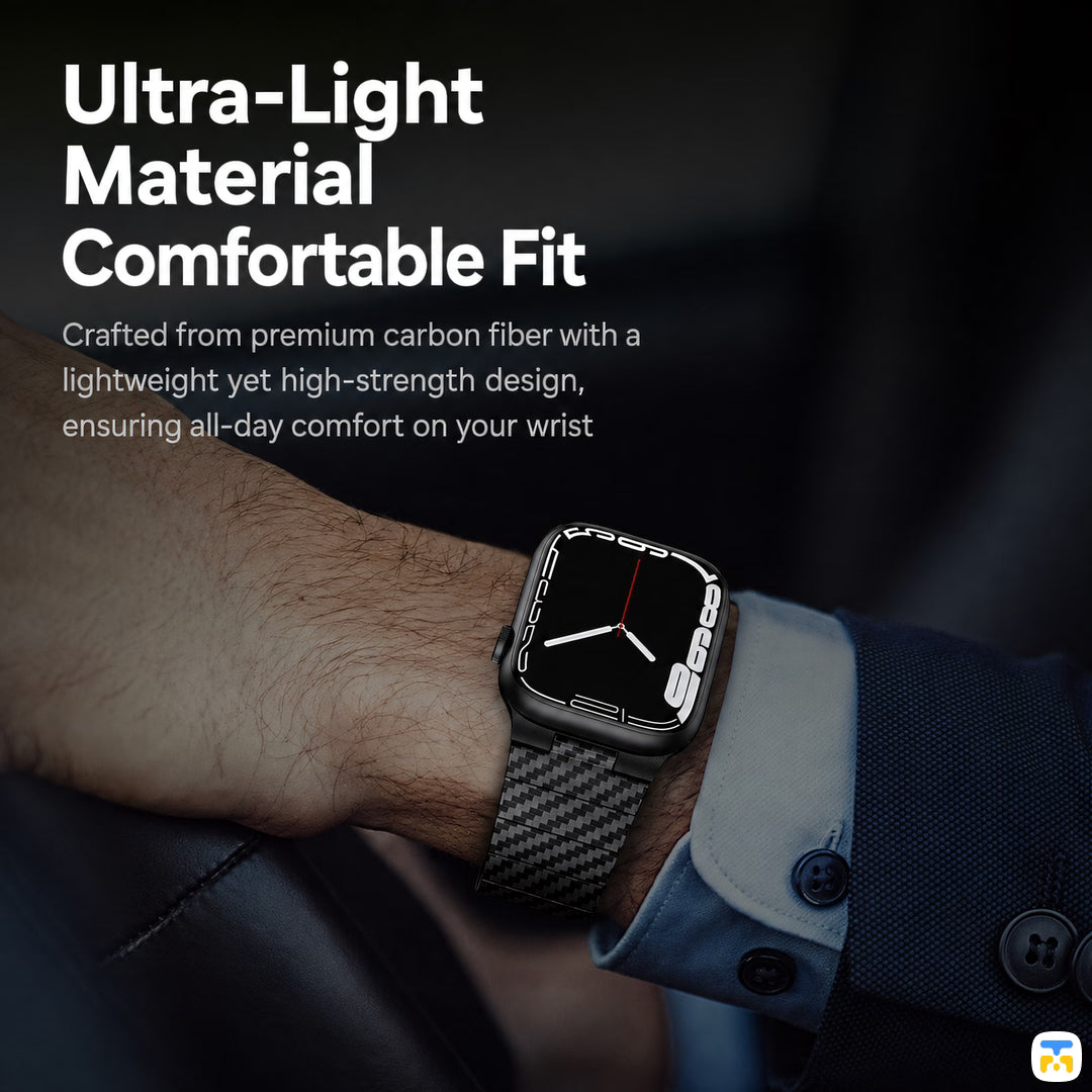 Ultra-Light
Material
Comfortable Fit - Carbon Fiber Pattern Metal Apple Watch Strap for 38-49mm