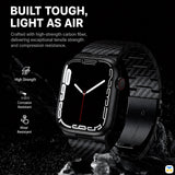 BUILT TOUGH,
LIGHT AS AIR - Carbon Fiber Pattern Metal Apple Watch Strap for 38-49mm