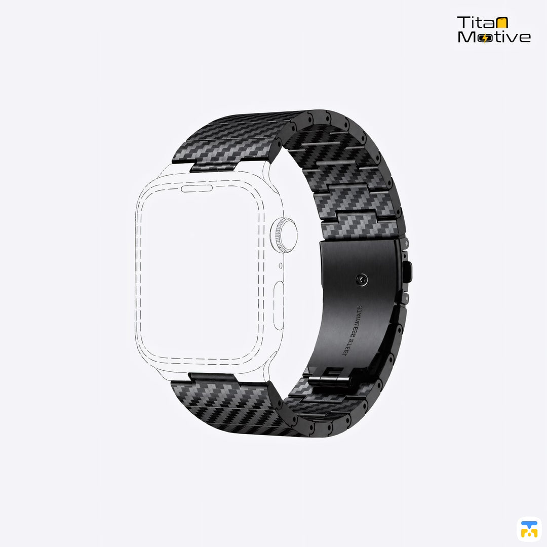 Carbon Fiber Pattern Metal Apple Watch Strap for 38-49mm