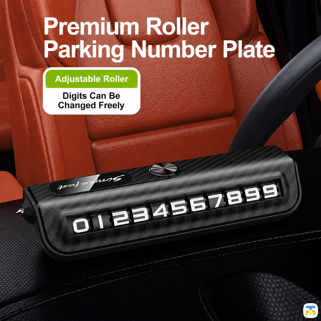 Premium Roller
Parking Number Plate - Carbon Fiber Textured Temporary Parking Phone Number Holder