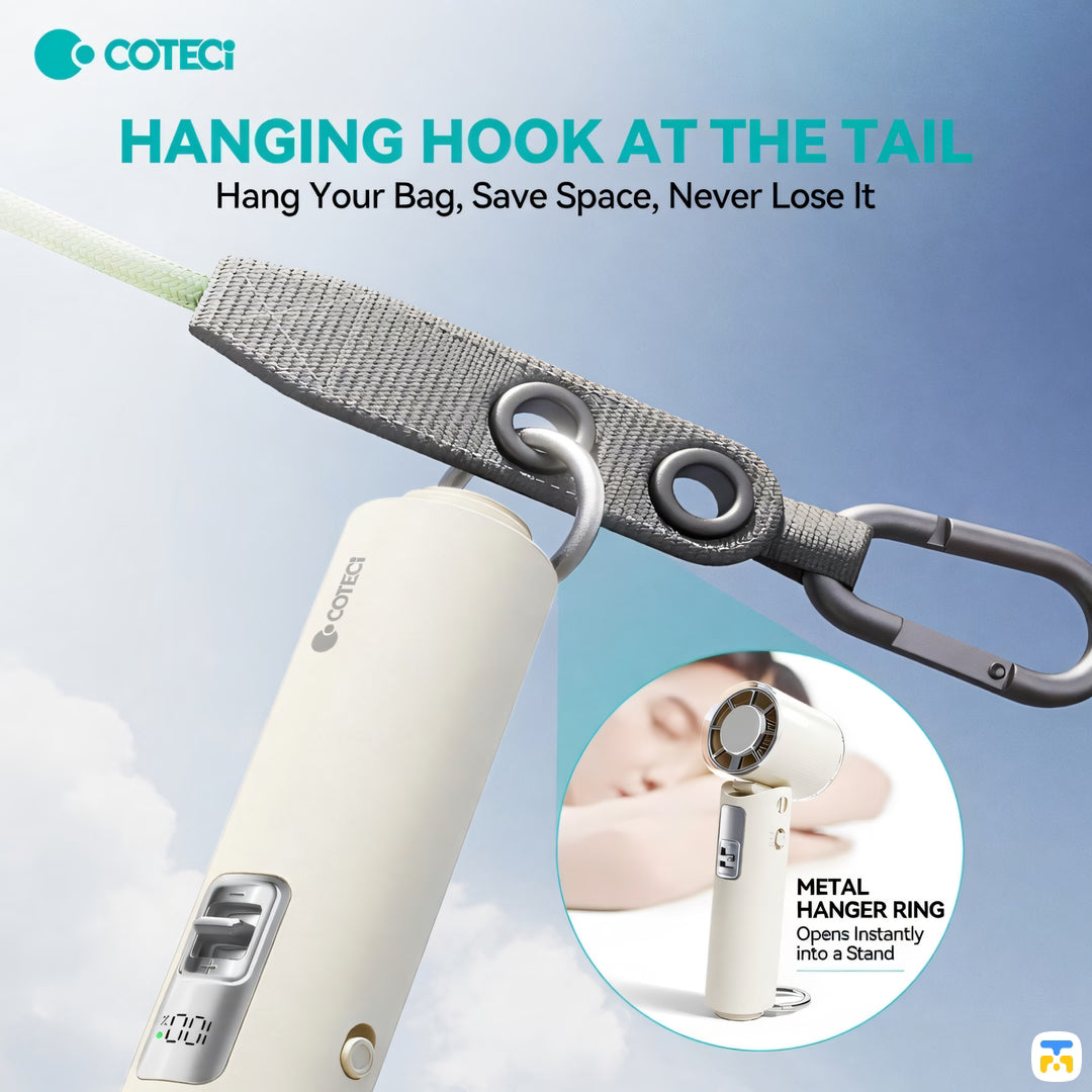 HANGING HOOK AT THE TAIL -  COTECi Zero-Degree Handheld Refrigeration Fan - Ice-Cold Air