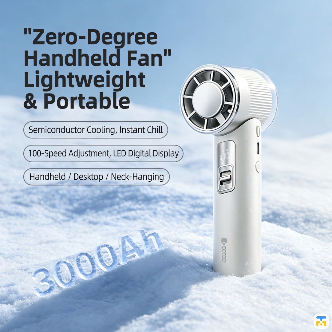 COTECi 0°HANDHELD FAN - COTECi Zero-Degree Handheld Refrigeration Fan - Ice-Cold Air