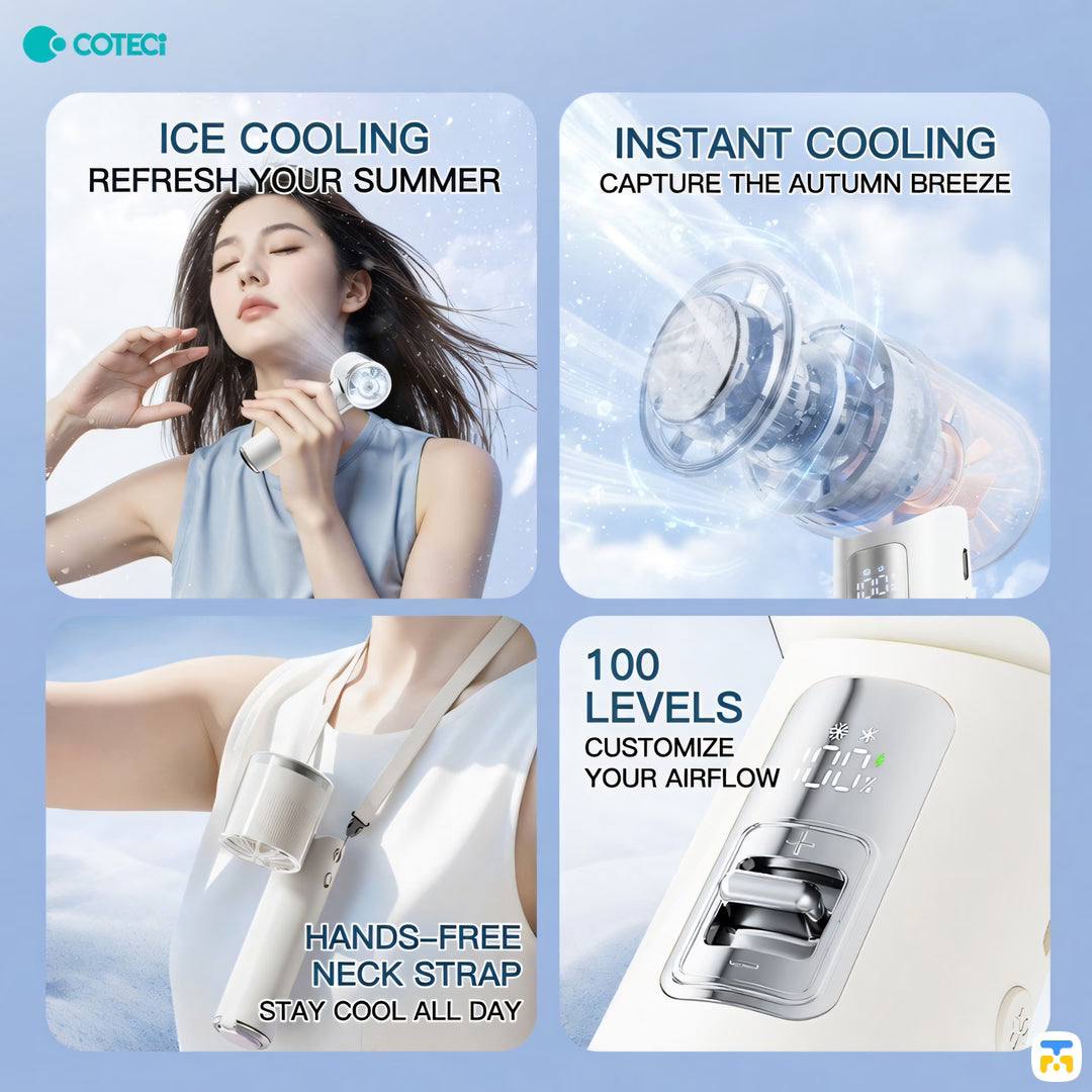COTECi 0°HANDHELD FAN - COTECi Zero-Degree Handheld Refrigeration Fan - Ice-Cold Air