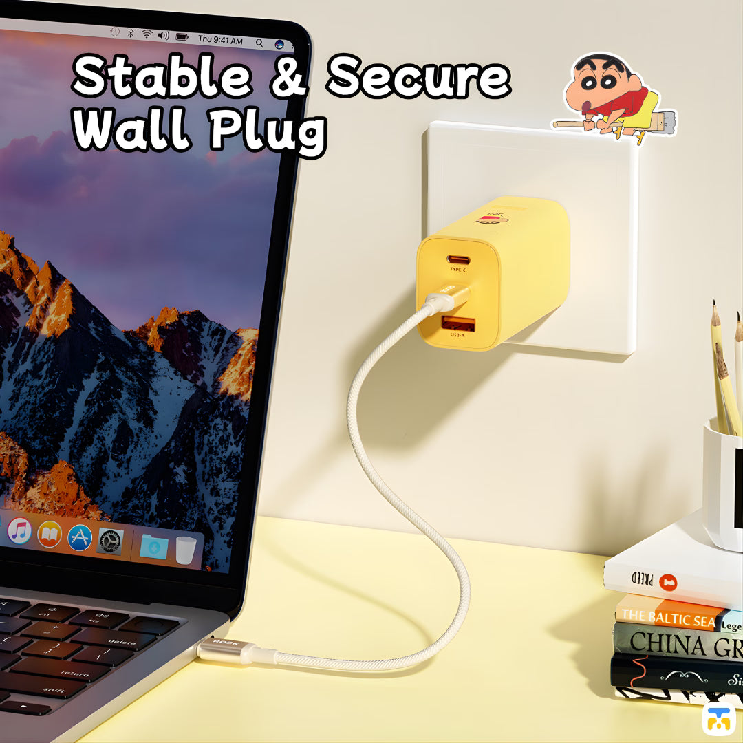 Thu 9:41 AM Q Stable & Secure Wall Plug - Crayon Shinchan Ice²Cube 65W GAN Wall Charger