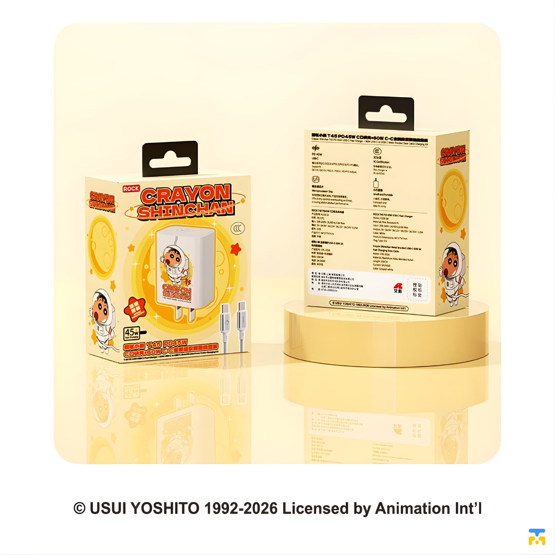 Crayon Shinchan PD 45W USB-C Fast Charging Kit - 60W C to C Braided Cable
