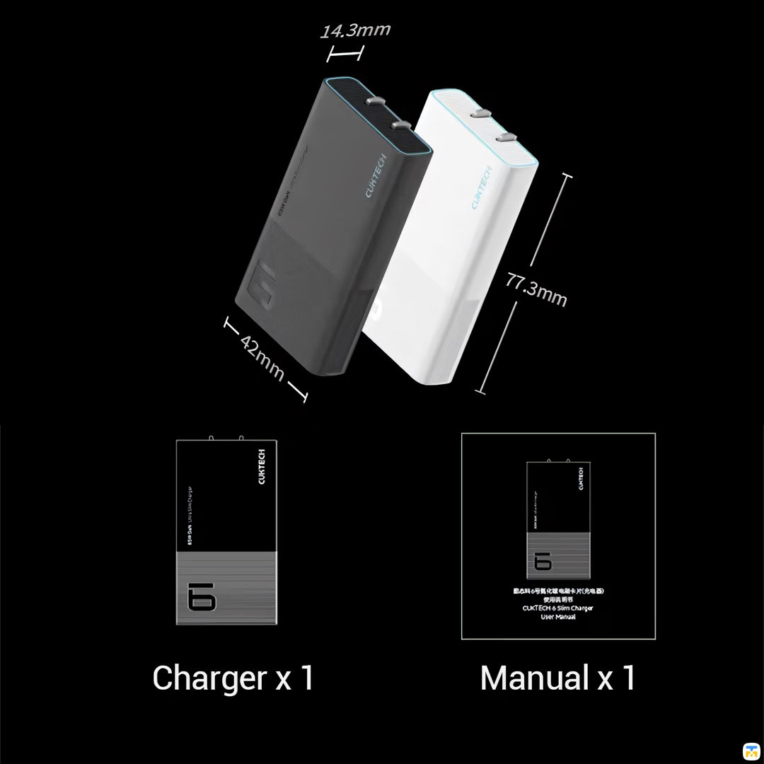 CUKTECH 65W GaN Card Charger - Ultra-thin - Dual USB-C