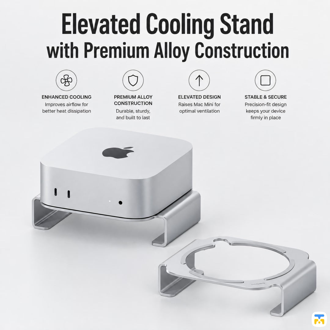 Elevated Cooling Stand with Premium Alloy Construction - desktop-stand-for-mac-mini