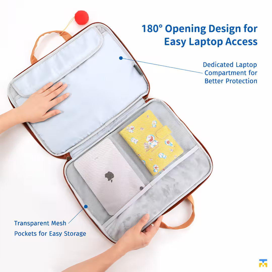 180° Opening Design for Easy Laptop Access - Doraemon Laptop Bag