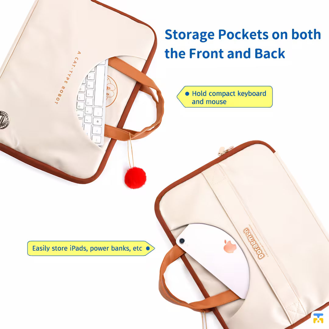 Storage Pockets on both the Front and Back - Doraemon Laptop Bag