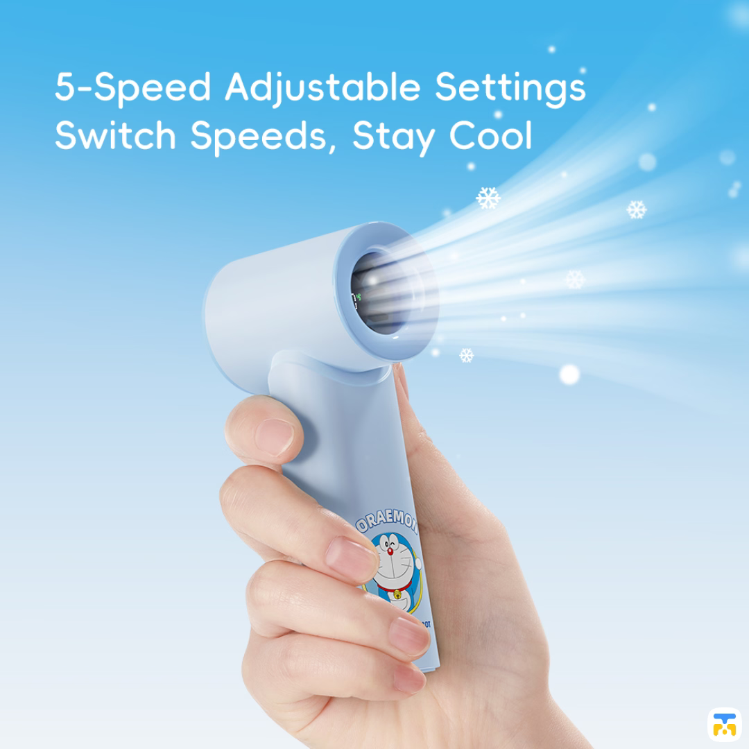 5-Speed Adjustable Settings Switch Speeds, Stay Cool - Doraemon Mini Handheld High-Speed Fan