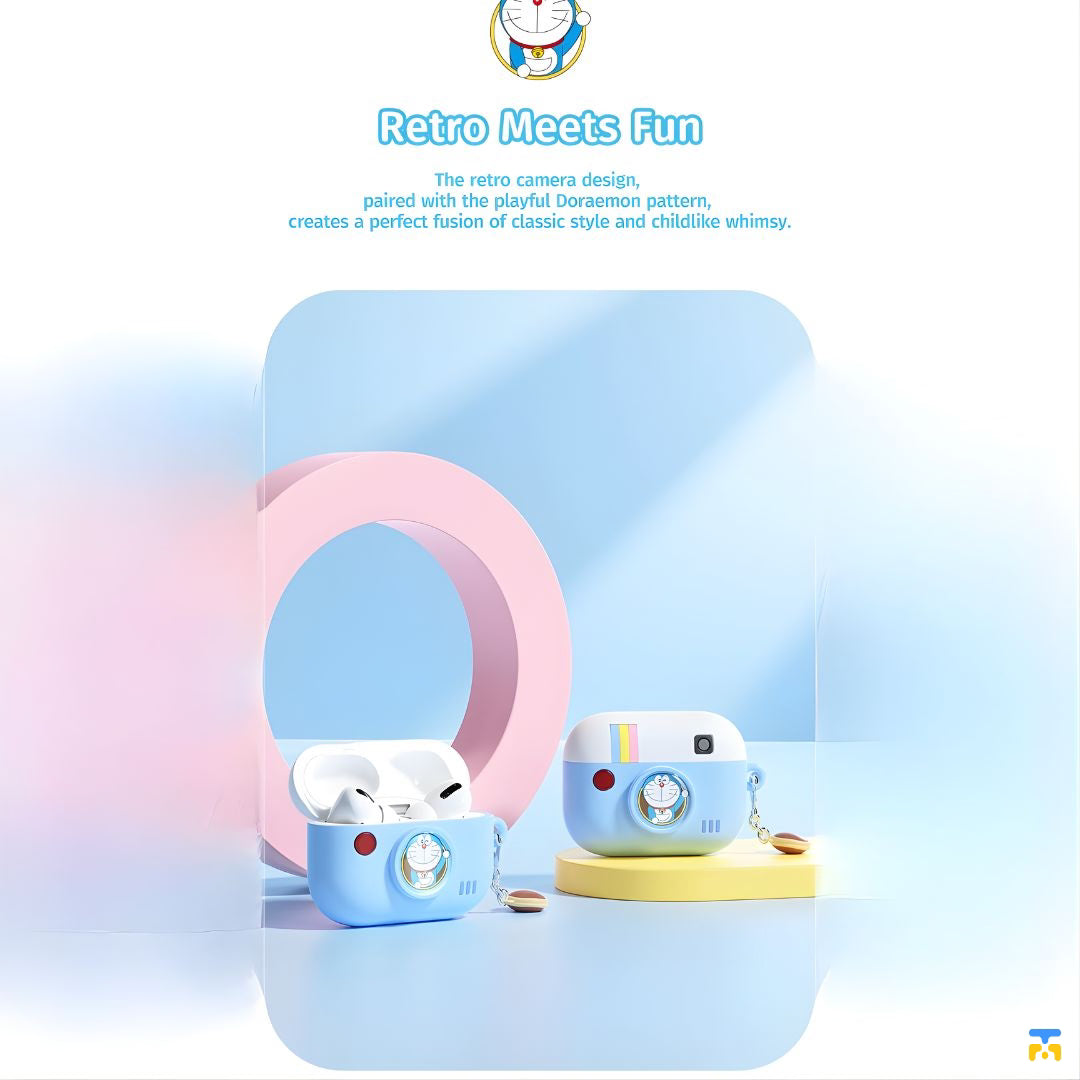 Doraemon Retro Camera Silicone Earphone Case for AirPods Pro 3