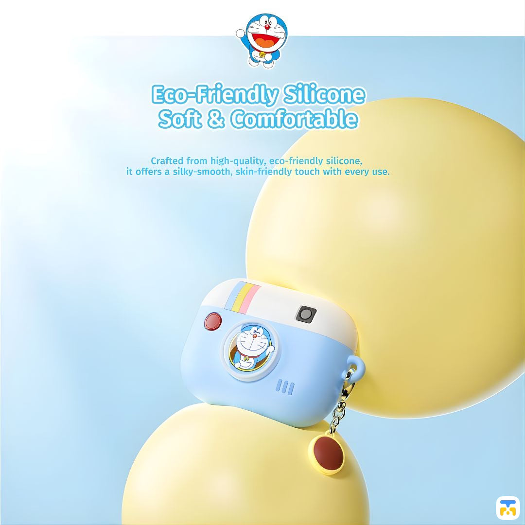 Eco-Friendly Silicone Soft & ComfortableDoraemon Retro Camera Silicone Earphone Case for AirPods Pro 3