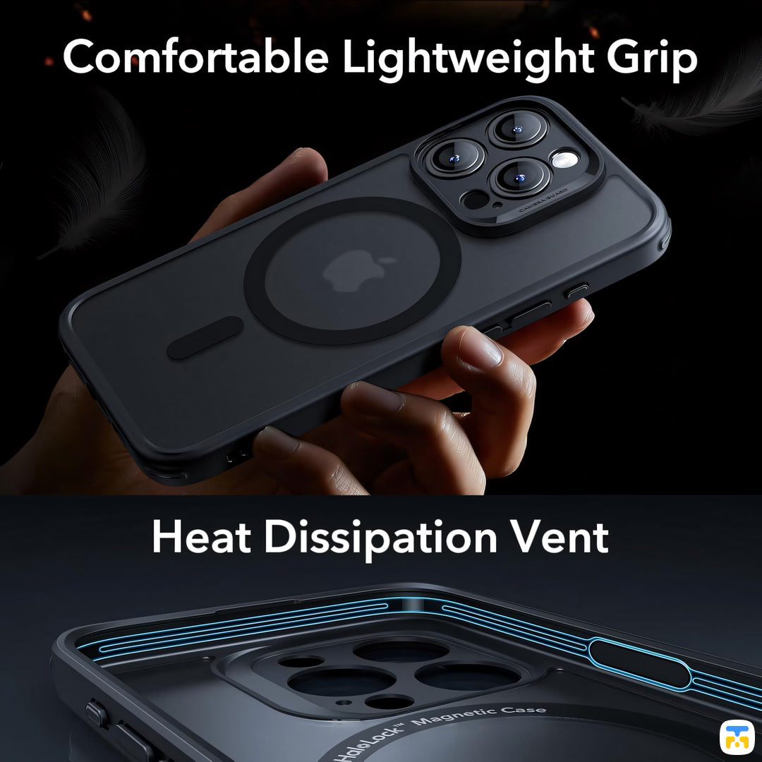 Comfortable Lightweight GripHeat And Dissipation Vent - ESR for iPhone 15 Pro Max Classic Pro Case (HaloLock) Set