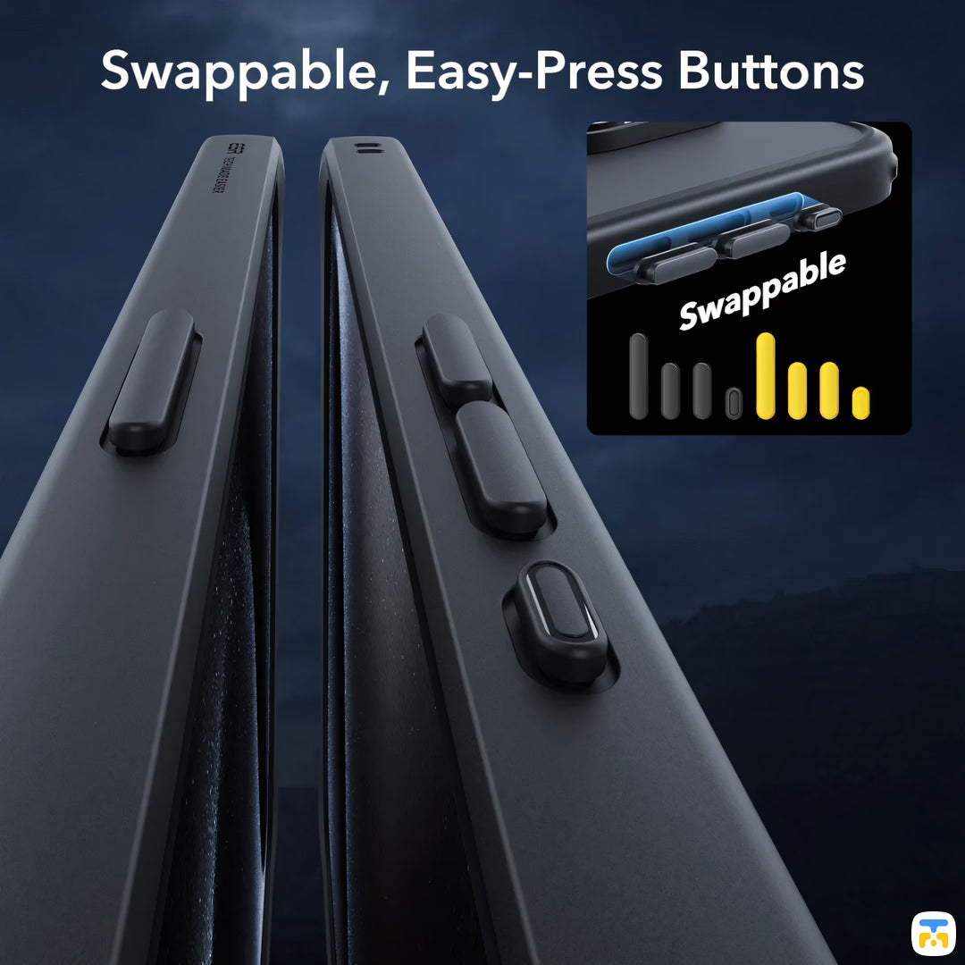 Swappable, Easy-Press Buttons - ESR for iPhone 15 Pro Max Classic Pro Case (HaloLock) Set