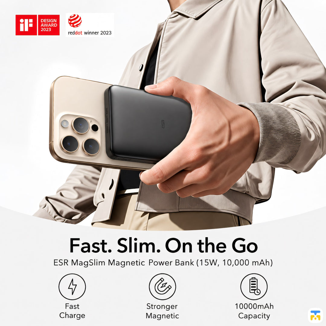 Fast. Slim. On the Go - ESR MagSlim 10000 mAh 15W Qi2 Wireless Power Bank