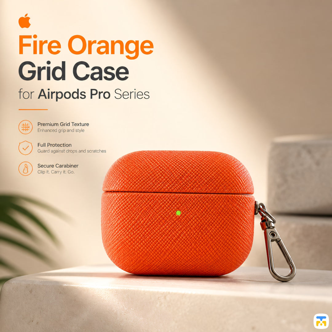 Fire Orange Grid Case for Airpods Pro Series