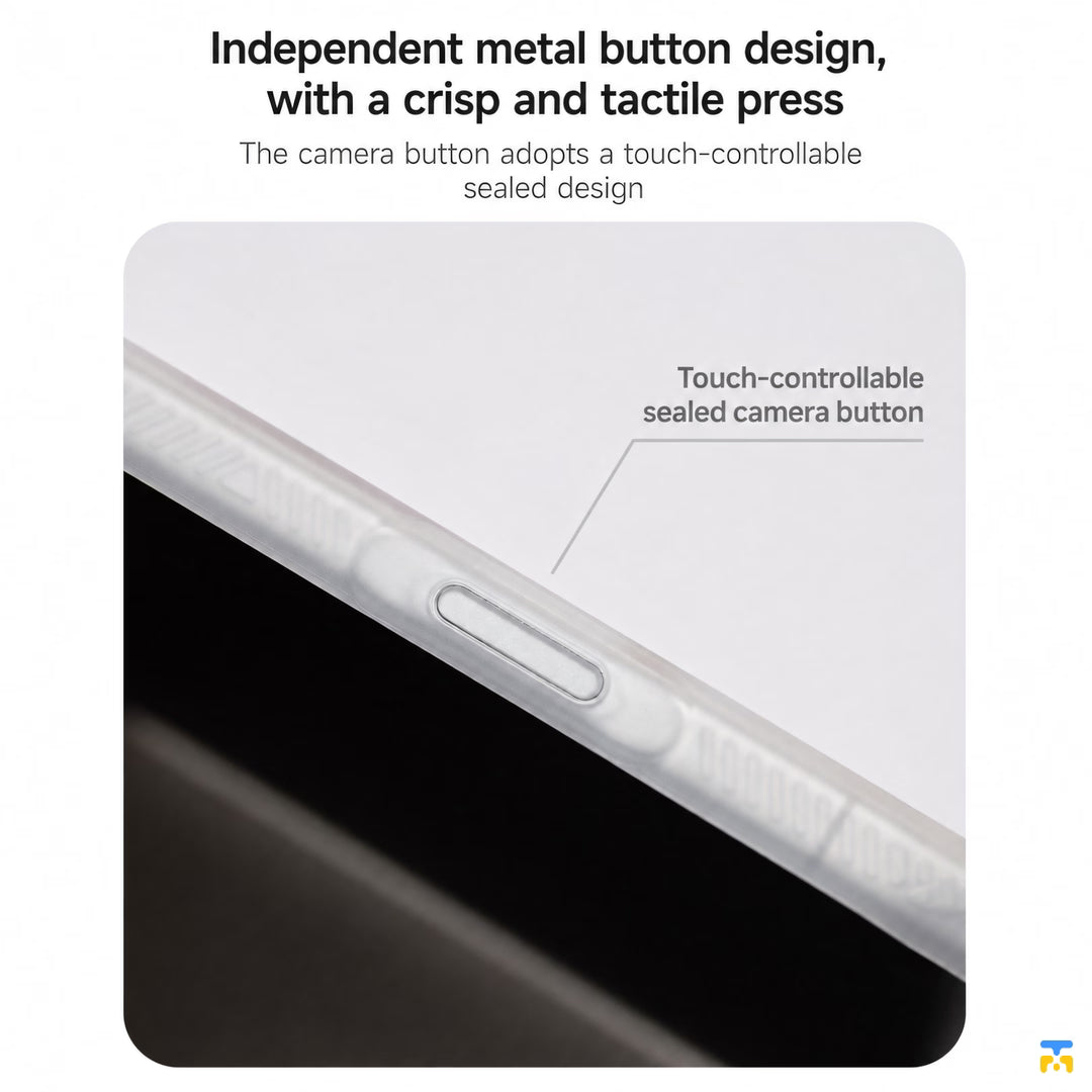 Independent metal button design,
with a crisp and tactile press - FLDESIGN for iPhone 17 Series Cyber Grid MagSafe