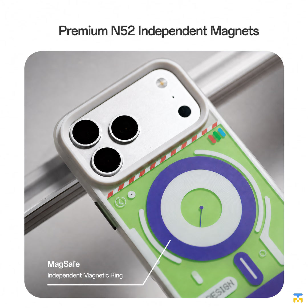 Premium N52 Independent Magnets - FLDESIGN for iPhone 17 Series Cyber Grid MagSafe