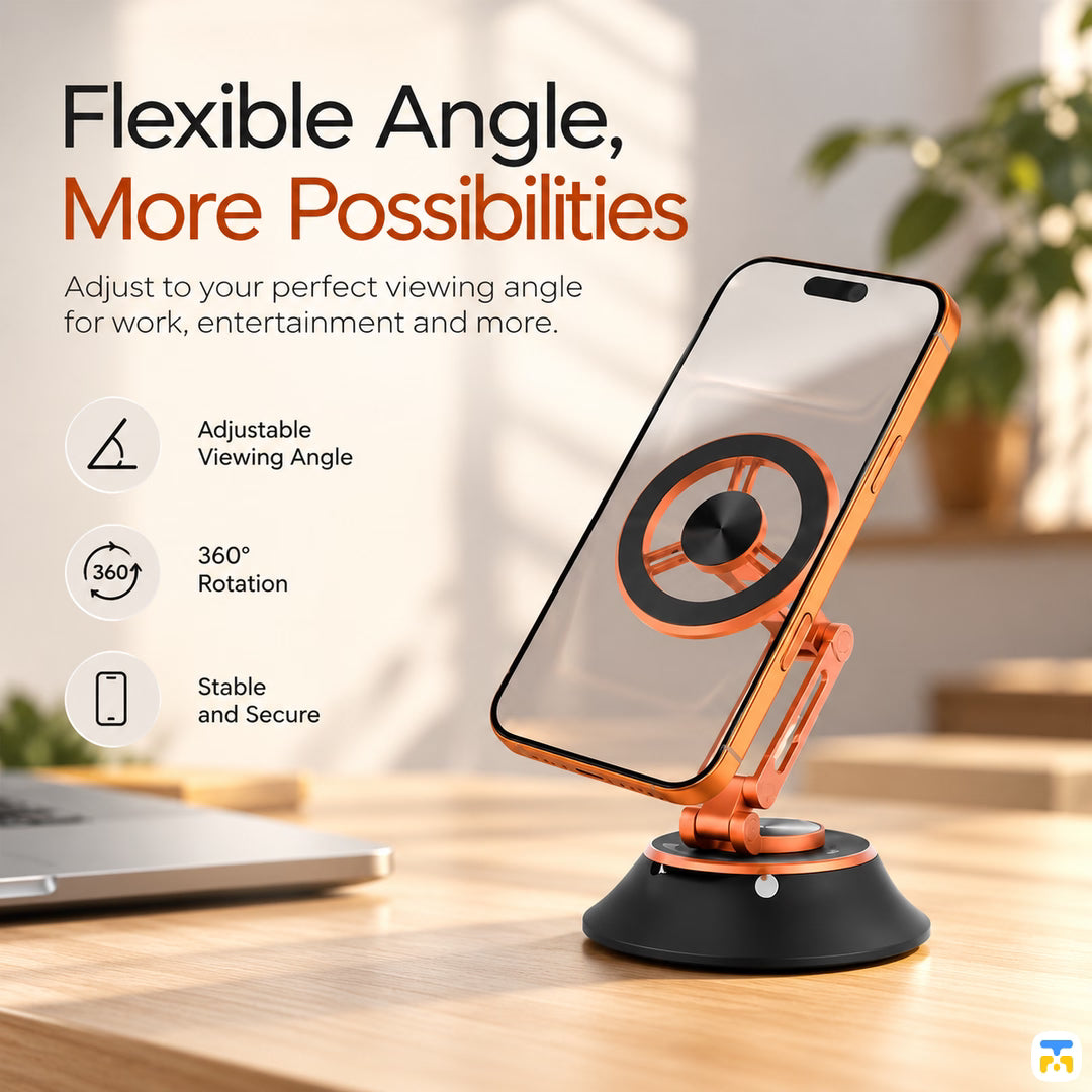 Flexible Angle,
More Possibilities - GOJI Vacuum Suction 360° Rotating Magnetic Phone Stand
