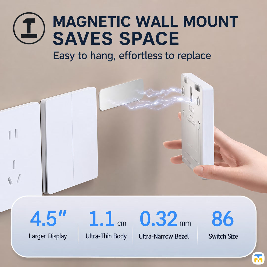 MAGNETIC WALL MOUNT
SAVES SPACE - GREENER HD Color Screen Thermometer and Hygrometer with Clock