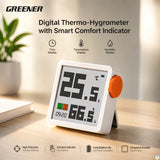Digital Thermo-Hygrometer with Smart Comfort Indicator - GREENER Indoor Digital Display Electronic Thermometer - High Precision