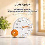 No Batteries Required, Works Using Mechanical Sensing Elements - Greener Wall-Mounted Thermometer and Hygrometer - Speedometer Series
