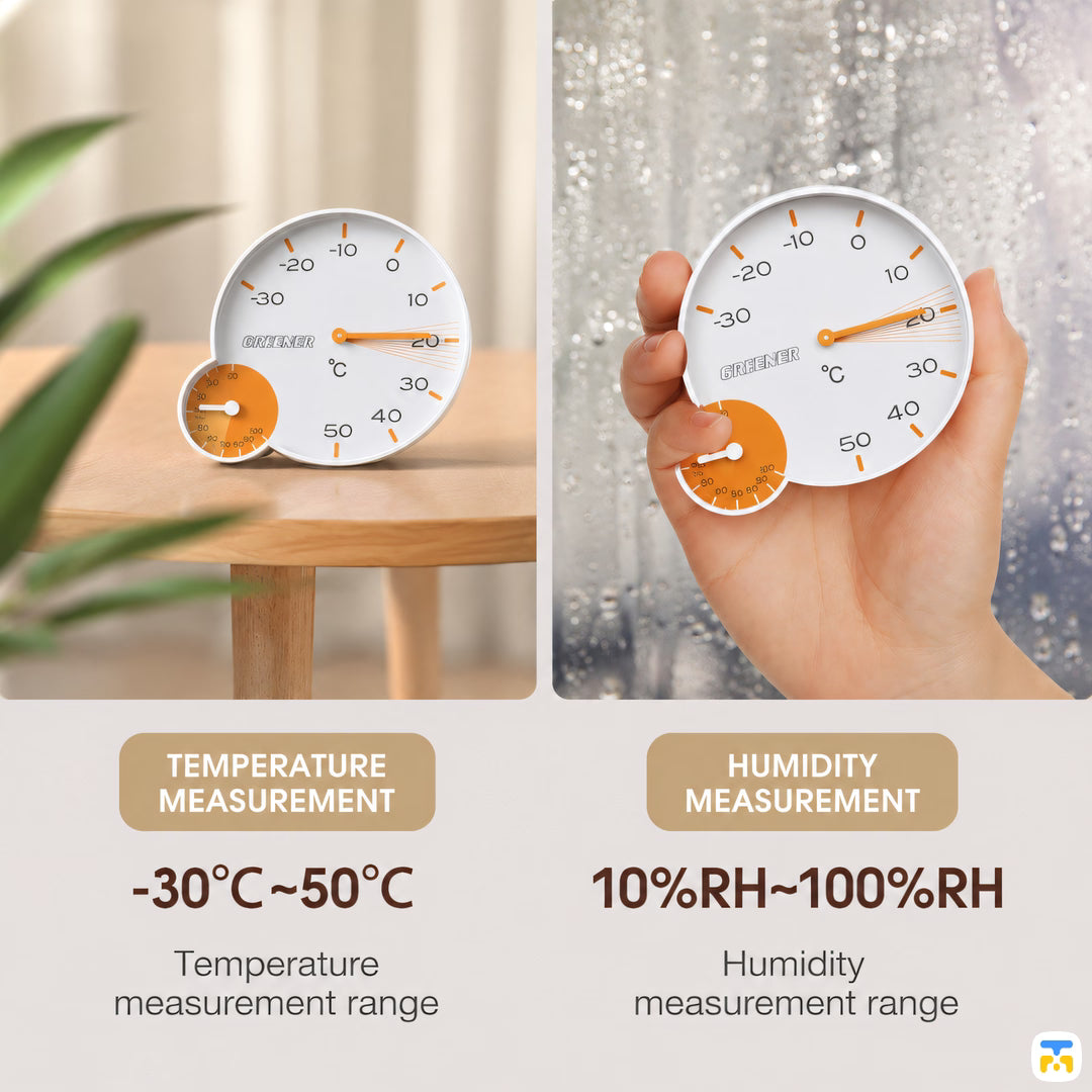 Greener Wall-Mounted Thermometer and Hygrometer - Speedometer Series