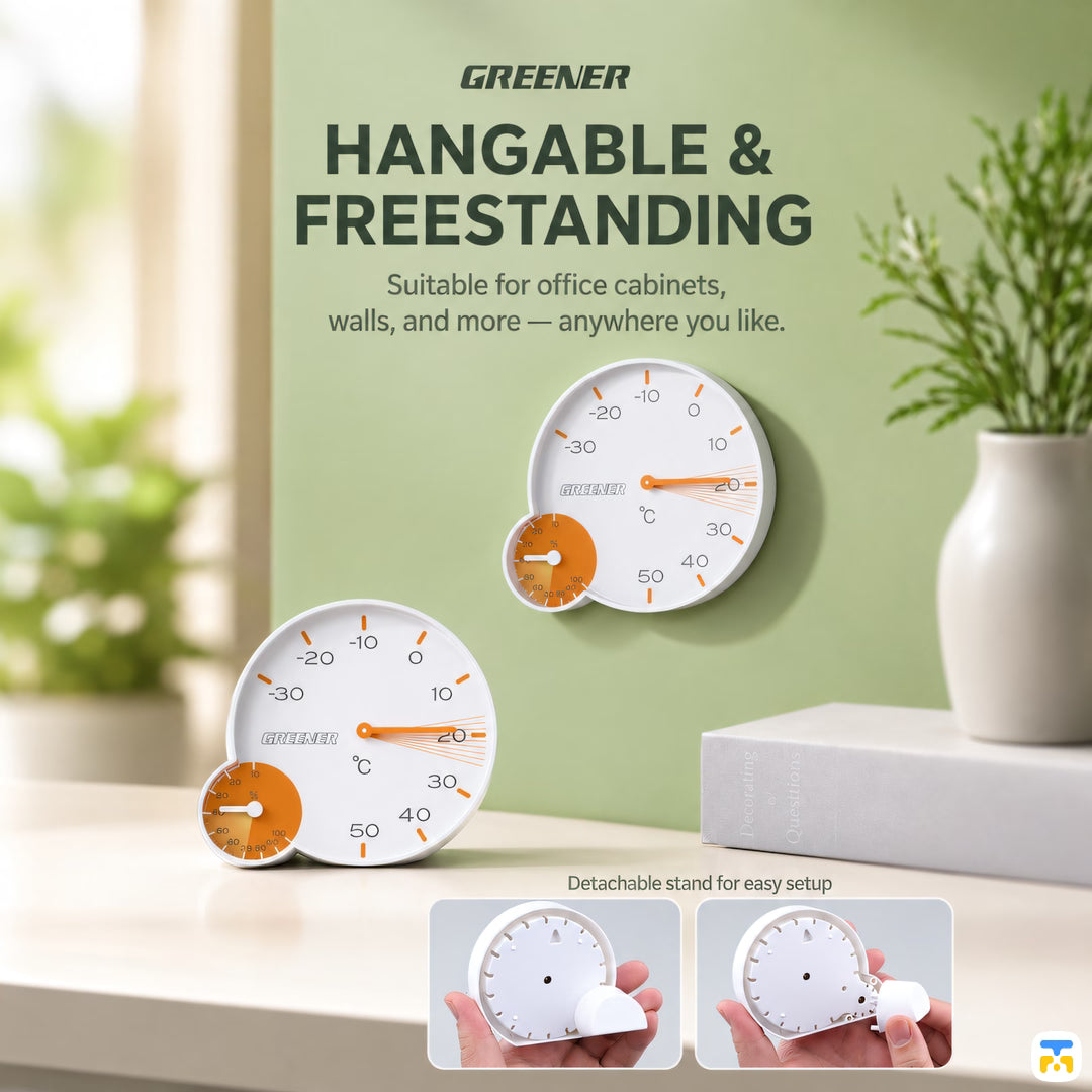 Greener Wall-Mounted Thermometer and Hygrometer - Speedometer Series