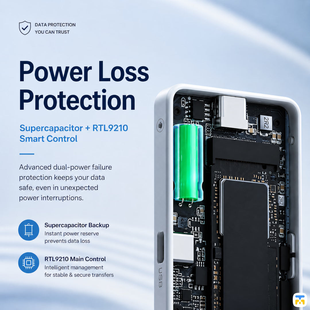 Power Loss Protection - HAGiBiS 10Gbps Write-protected M.2 NVMe SSD Enclosure