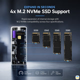 4x M.2 NVMe SSD Support  - HAGiBiS 10Gbps Write-protected M.2 NVMe SSD Enclosure