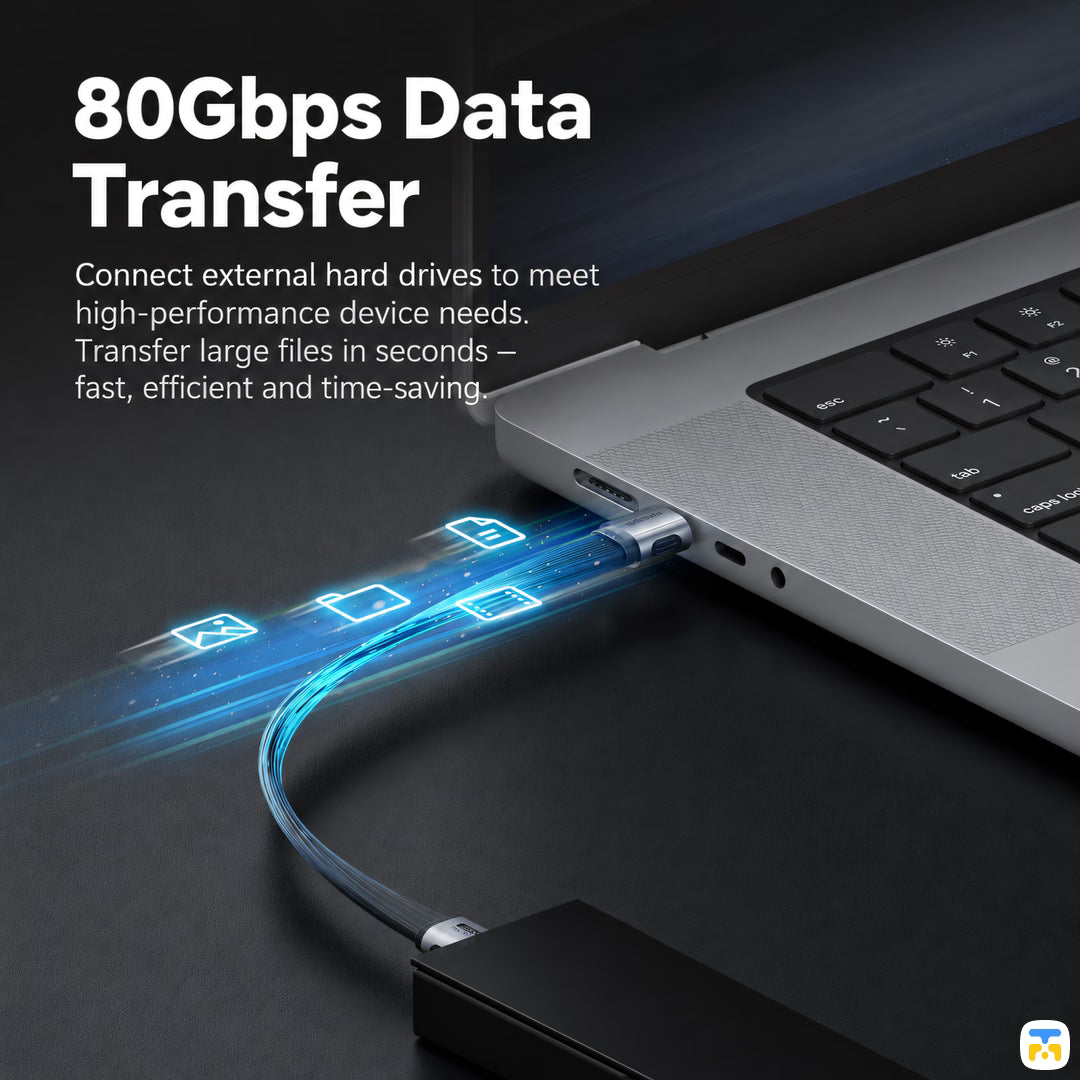 80Gbps Data
Transfer - HAGiBiS 240W 80Gbps 8K Flat USB4 Cable 0.1 Meter