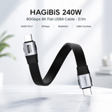 HAGiBiS 240W 80Gbps 8K Flat USB4 Cable - 0.1m
