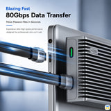 Blazing Fast 80Gbps Data Transfer - HAGiBiS 240W 80Gbps 8K Flat USB4 Cable - 0.1m