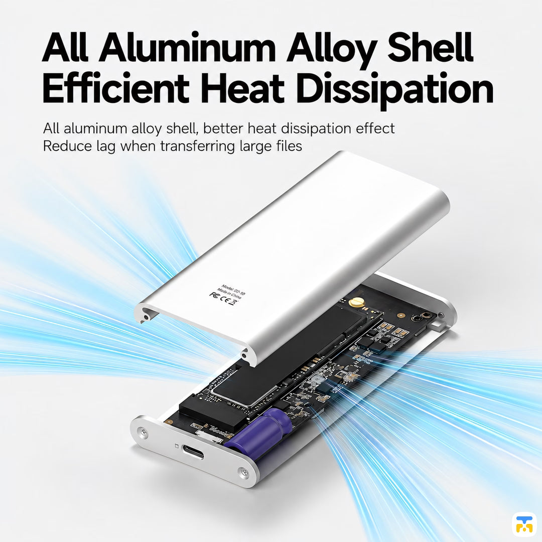 All Aluminum Alloy Shell
Efficient Heat Dissipation - HAGiBiS E-Ink Display 10Gbps High Speed NVMe SSD Enclosure