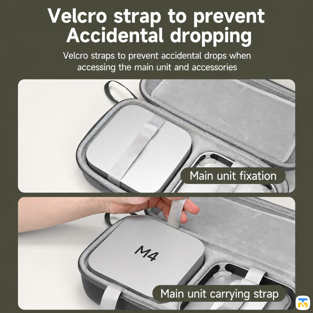 Velcro strap to prevent Accidental dropping - HAGiBiS Electronic & Accessories Organizer for Mac Mini M4