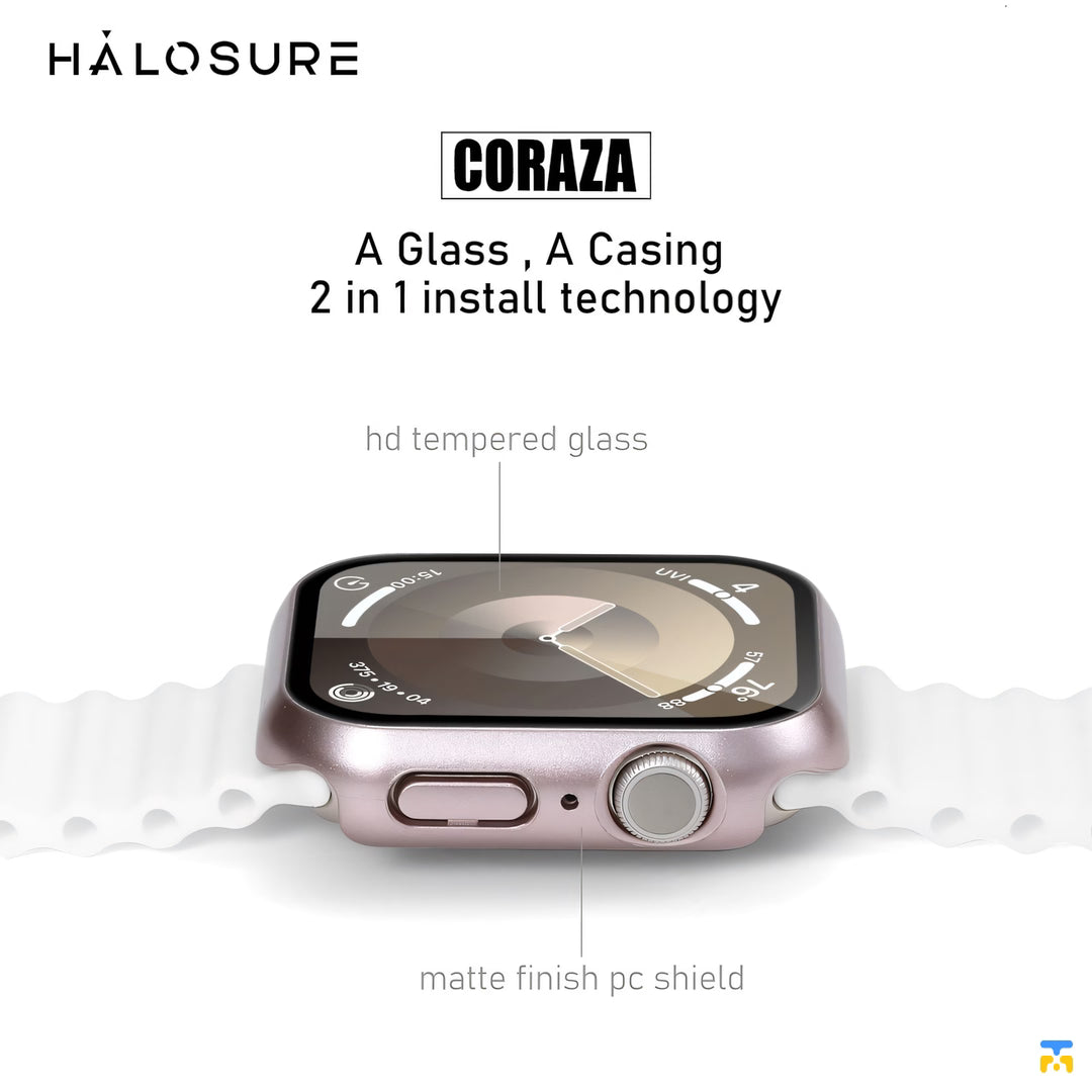 2 in 1 install technology - HALOSURE CORAZA Apple Watch S10/11 GlassCase 42-46MM