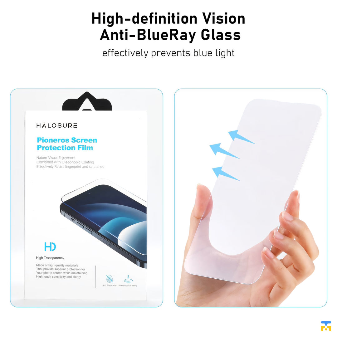 High-definition Vision
Anti-BlueRay Glass - HALOSURE for 16 & 17 Pro Series Pioneros Borderless Screen Protecor