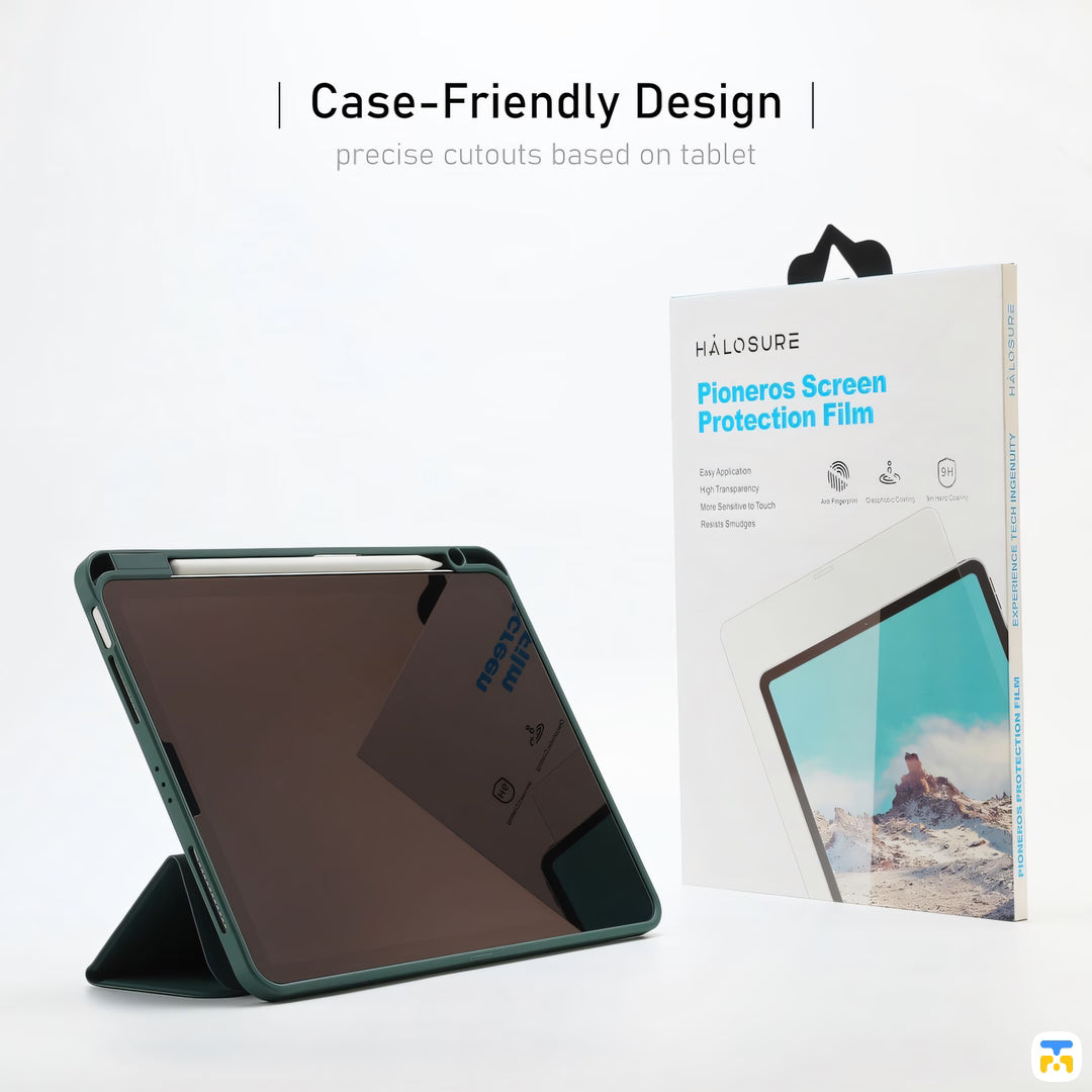 Case-Friendly Design - HALOSURE iPad Pioneros 9H Screen Protector