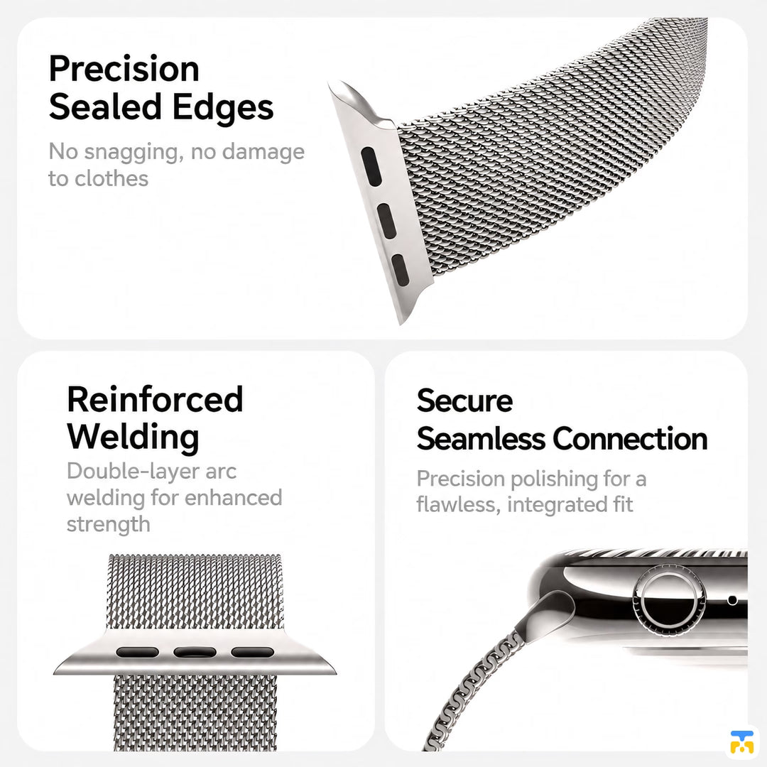 Precision
Sealed Edges - Infinity Weave Metal Apple Watch Strap for 38-49mm
