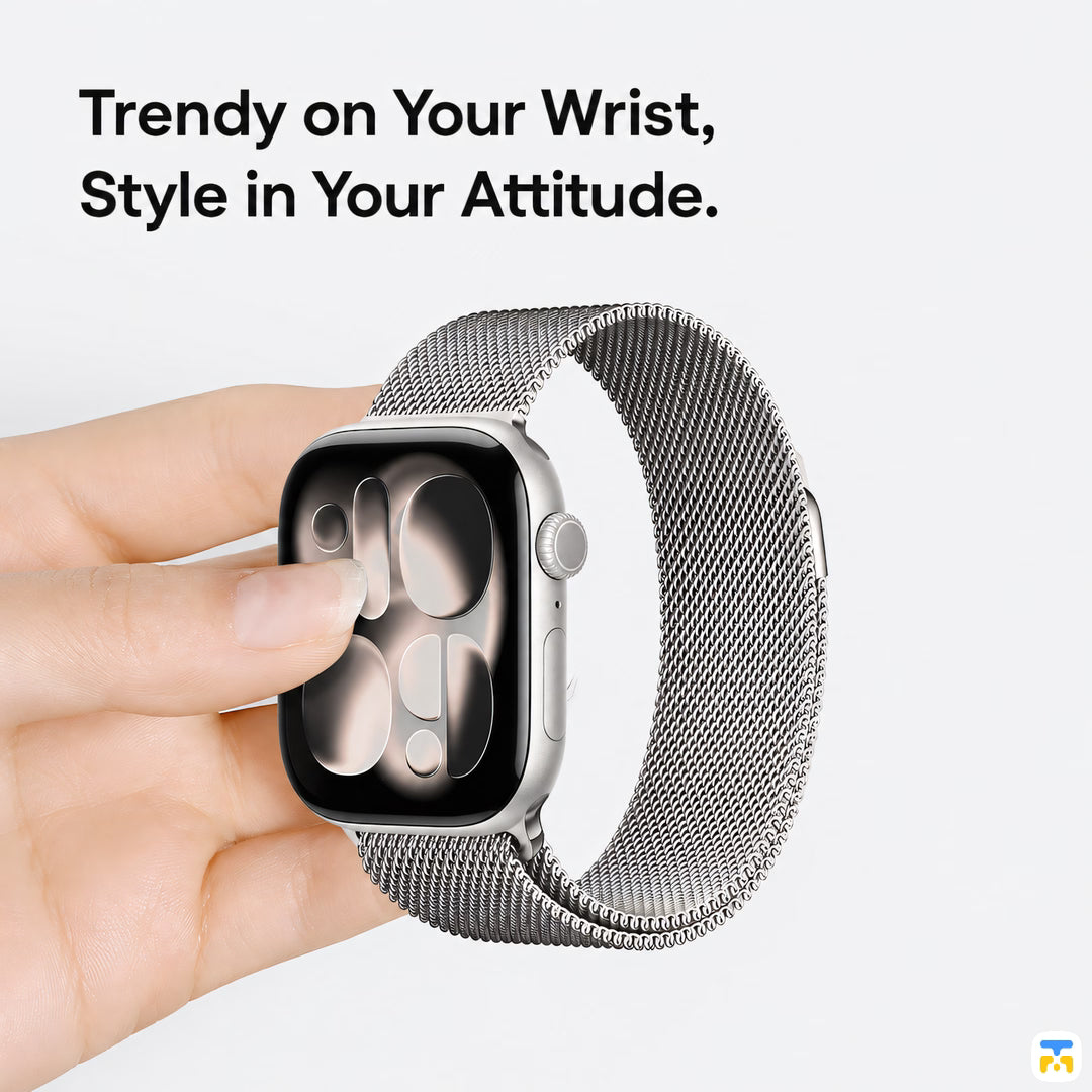 Trendy on Your Wrist,
Style in Your Attitude. - Infinity Weave Metal Apple Watch Strap for 38-49mm