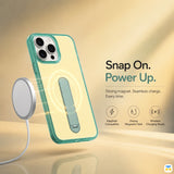Snap On.
Power Up - Jaucase for iPhone 16 Series Macaron MagSafe Case with 360° Rotating Stand