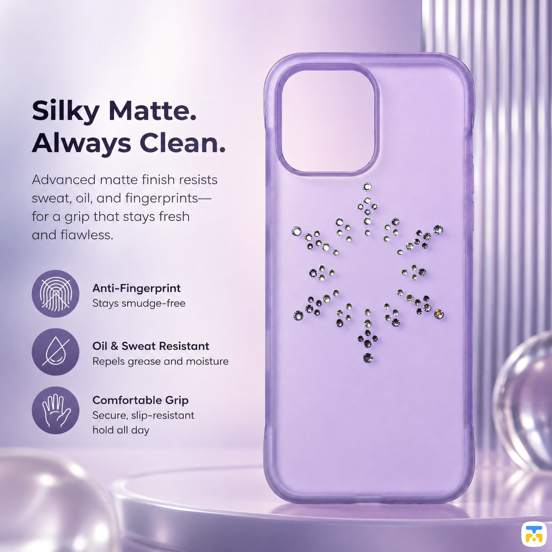 Silky Matte.
Always Clean - Jaucase for iPhone 16 Series Rhinestone Snowflake Case
