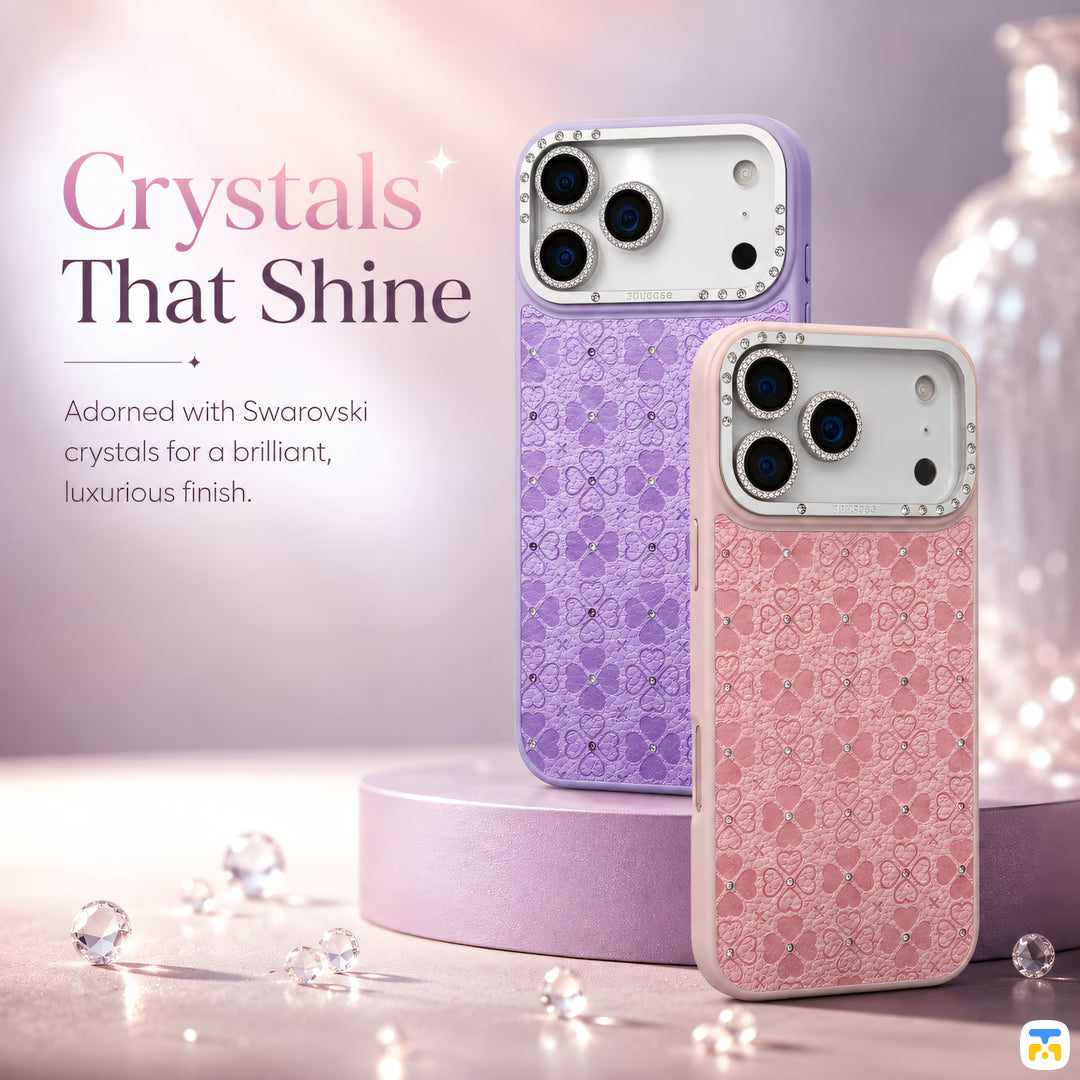 Crystals
That Shine - Jaucase for iPhone 17 Series Clover Heart MagSafe Case