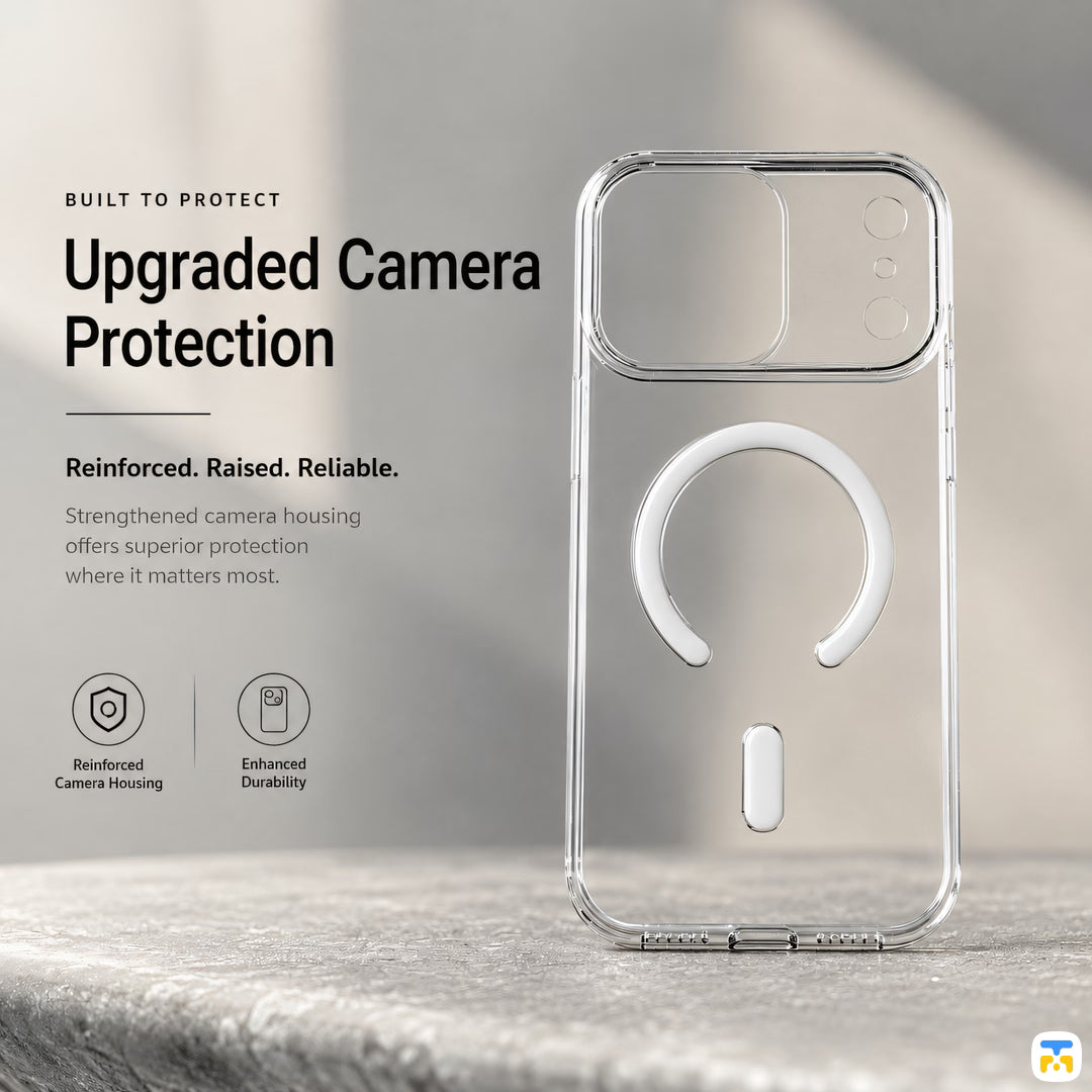 Upgraded Camera
Protection - Jaucase for iPhone 17 Series Crystal Clear Camera Island Magnetic Case